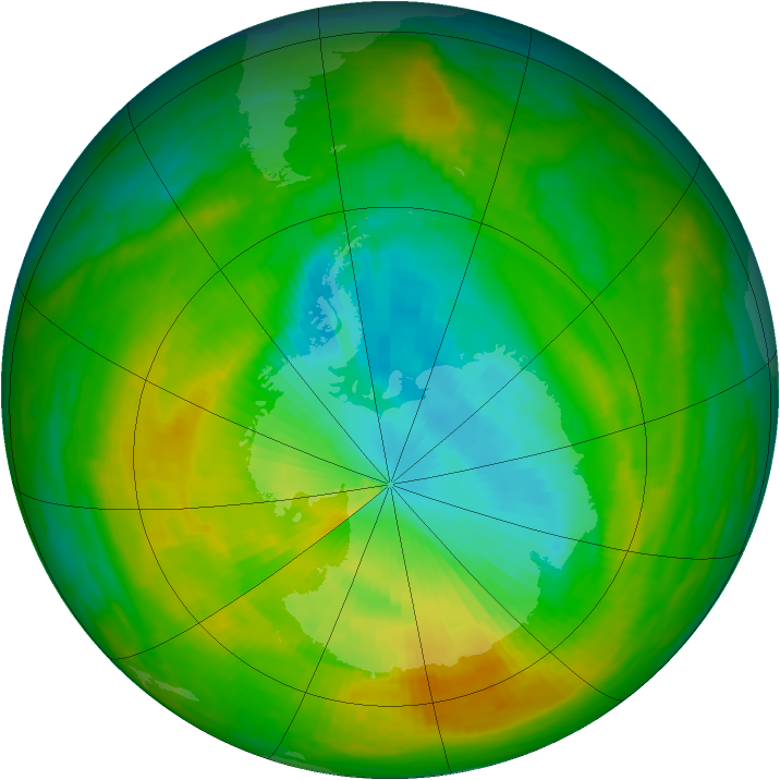 Antarctic ozone map for 22 November 1983